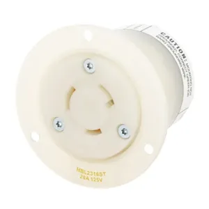 HUBBELL HBL2316ST Locking Receptacle, L5-20R, 20 A, 125V AC, White, 2 Poles, Shrouded | CR4FYU 797VD4