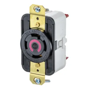 HUBBELL HBL2730ST Locking Receptacle, L16-30R, 30 A, 480V AC, Black, 3 Poles, L16-30 | CR4FYE 797VF5