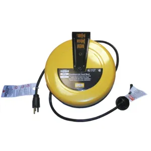 HUBBELL HBLC25163 WIRING DEVICE-KELLEMS Retractable Cord Reel, Molded On Grounding Plug, Flying Lead, Yellow | CR4GBJ 271G20