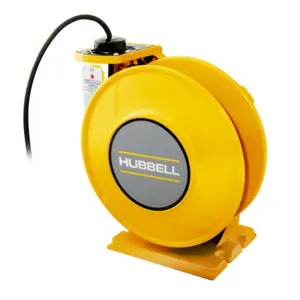 HUBBELL HBLW45163 WIRING DEVICE-KELLEMS Extension Cord Reel, Flying Lead, Flying Lead, Flying Lead, Yellow | CR4FTF 56ED61