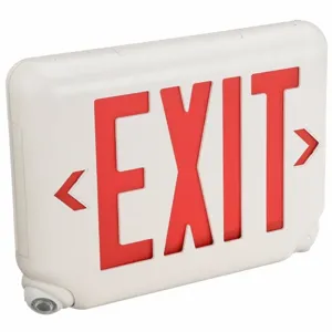 HUBBELL LIGHTING - DUAL-LITE EVCURWD Exit Sign with Emergency Lights Red | AH3QCE 32WU11