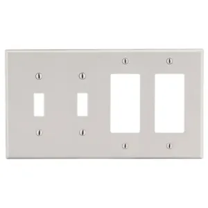 HUBBELL P2262LA Blank Wall Plate, Toggle, Plastic, Light Almond, 2 Outlet Openings, 4 Switch Openings | CR4FQK 784FF2