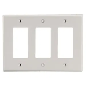 HUBBELL P263LA Rocker Wall Plate, Decorator-Rocker, Plastic, Light Almond, 3 Outlet Openings | CR4GEE 784FF6