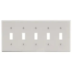 HUBBELL P5LA Toggle Switch Wall Plate, Toggle, Plastic, Light Almond, 0 Outlet Openings | CR4GDP 784FG4