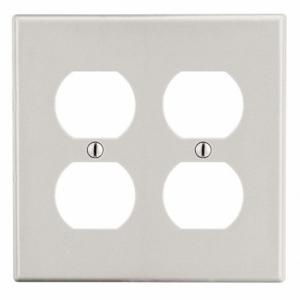 HUBBELL P82LA Duplex Receptacle Wall Plate, Plastic, Light Almond, 2 Outlet Openings, 0 Switch Openings | CR4FUJ 784FG7