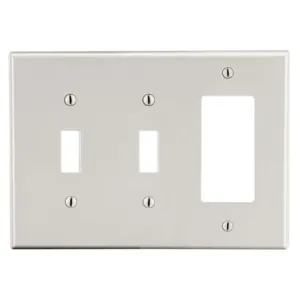 HUBBELL PJ226LA Rocker/Duplex Receptacle Wall Plate, Toggle, Plastic, Light Almond, 1 Outlet Openings | CR4GAG 784FH2