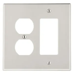 HUBBELL P826LA Rocker/Duplex Receptacle Wall Plate, Plastic, Light Almond, 1 Outlet Openings | CR4GAF 784FG6