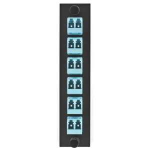 HUBBELL PREMISE WIRING FSPNLCDS6AQ Fiber Adapter Panel, 6 Ports, Lc Duplex Type, Ceramic Zirconium, Aqua | CH6PJU 783Y33