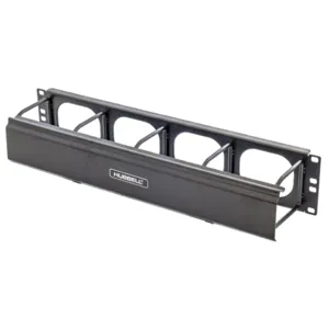 HUBBELL PREMISE WIRING HM24C Single Side Horizontal Ring Manager, Cabinets/Racks/Swing Rack, Black | CJ3JHX 46AY25