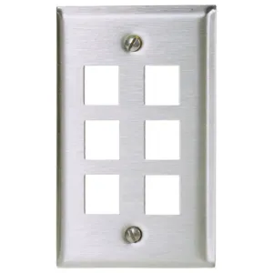 HUBBELL PREMISE WIRING SSF16 Plate 6 Ports Gray Wall | AF7TJT 22LW30