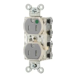 HUBBELL SNAP8200GYLTR Snapconnect Receptacle, Duplex, 5-15R, 15 A, 125V AC, Gray, 2 Poles, Modular Wiring | CR4GBY 799ZA2