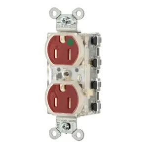 HUBBELL SNAP8200RLTR Snapconnect Receptacle, Duplex, 5-15R, 15 A, 125V AC, Red, 2 Poles, Modular Wiring | CR4GCA 799ZA4