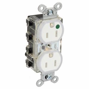 HUBBELL SNAP8200WLTR Snapconnect Receptacle, Duplex, 5-15R, 15 A, 125V AC, White, 2 Poles, Modular Wiring | CR4GCB 799ZA5