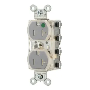 HUBBELL SNAP8300GYLTR Snapconnect Receptacle, Duplex, 5-20R, 20 A, 125V AC, Gray, 2 Poles, Modular Wiring | CR4GCD 799ZA6