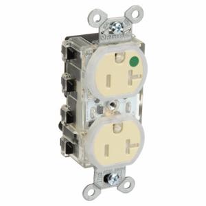 HUBBELL SNAP8300ILTR Snapconnect Receptacle, Duplex, 5-20R, 20 A, 125V AC, Ivory, 2 Poles, Modular Wiring | CR4GCE 799ZA7