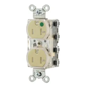 HUBBELL SNAP8300ILTR Snapconnect Receptacle, Duplex, 5-20R, 20 A, 125V AC, Ivory, 2 Poles, Modular Wiring | CR4GCE 799ZA7