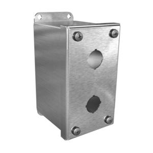 WIEGMANN PBGX2SSA Pushbutton Enclosure, 2 Holes, 22mm, 5 x 3 x 4 Inch Size, Wall Mount, 316 Stainless Steel | CV6QAK