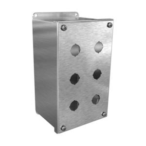 WIEGMANN PBGX6SS Pushbutton Enclosure, 6 Holes, 22mm, 9 x 5 x 4 Inch Size, Wall Mount, 304 Stainless Steel | CV6QAQ