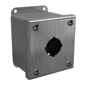 WIEGMANN PBSS1A Pushbutton Enclosure, 1 Hole, 30mm, 4 x 3 x 3 Inch Size, Wall Mount, 316L Stainless Steel | CV6QAV