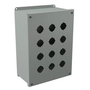 WIEGMANN PBXD12 Pushbutton Enclosure, 12 Holes, 30mm, 12 x 9 x 5 Inch Size, Wall Mount, Carbon Steel | CV6QBH