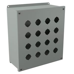 WIEGMANN PBXD16 Pushbutton Enclosure, 16 Holes, 30mm, 12 x 11 x 5 Inch Size, Wall Mount, Carbon Steel | CV6QBJ