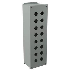 WIEGMANN PBXD16V Pushbutton Enclosure, 16 Holes, 30mm, 21 x 6 x 5 Inch Size, Wall Mount, Carbon Steel | CV6QBL