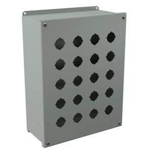 WIEGMANN PBXD20 Pushbutton Enclosure, 20 Holes, 30mm, 14 x 11 x 5 Inch Size, Wall Mount, Carbon Steel | CV6QBN