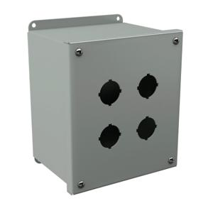 WIEGMANN PBXD4S Pushbutton Enclosure, 4 Holes, 30mm, 7 x 6 x 5 Inch Size, Wall Mount, Carbon Steel | CV6QBT