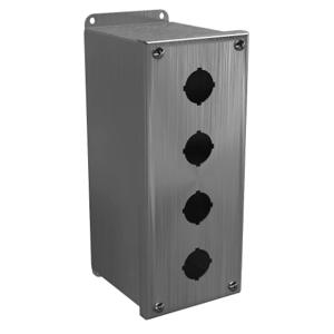 WIEGMANN PBXD4SS Pushbutton Enclosure, 4 Holes, 30mm, 10 x 4 x 5 Inch Size, Wall Mount | CV6QBU