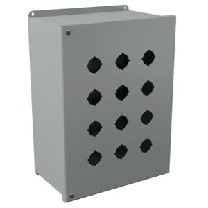 WIEGMANN PBYX12 Pushbutton Enclosure, 12 Holes, 30mm, 14 x 10 x 6 Inch Size, Wall Mount, Carbon Steel | CV6QBW