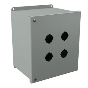 WIEGMANN PBYX4S Pushbutton Enclosure, 4 Holes, 30mm, 9 x 8 x 6 Inch Size, Wall Mount, Carbon Steel | CV6QCD