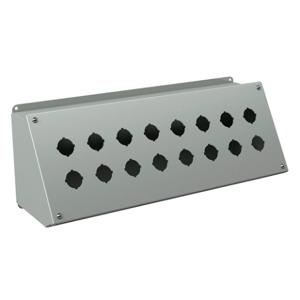 WIEGMANN WPBA16 Pushbutton Consolet, 16 Holes, 30mm, 7 x 20 x 7 Inch Size, Wall Mount, Carbon Steel | CV6NQR