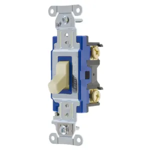 HUBBELL WIRING DEVICE-KELLEMS 1201I Toggle Switch, Single Pole, 15A, 120/277VAC, Ivory | BD2AXL