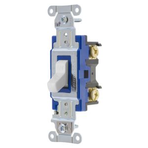 HUBBELL WIRING DEVICE-KELLEMS 1201W Toggle Switch, Single Pole, 15A, 120/277VAC, White | BC8XXC