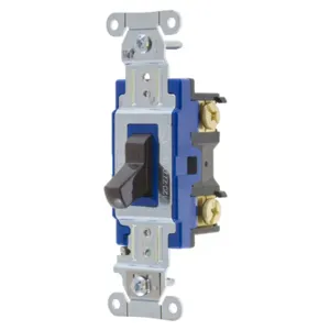 HUBBELL WIRING DEVICE-KELLEMS 1203B Toggle Switch, Three Way, 15A, 120/277VAC, Brown | BD2RGD