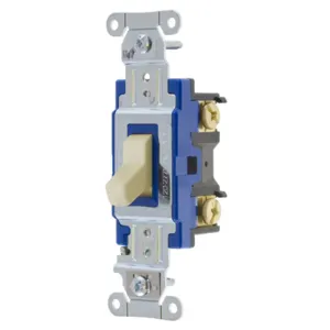 HUBBELL WIRING DEVICE-KELLEMS 1203I Toggle Switch, Three Way, 15A, 120/277VAC, Ivory | BD4BNL