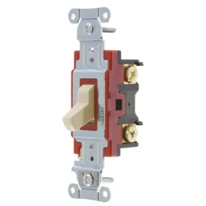 HUBBELL WIRING DEVICE-KELLEMS 1221AL Toggle Switch, Single Pole, 20A, 120/277VAC, Almond | BD3FRD