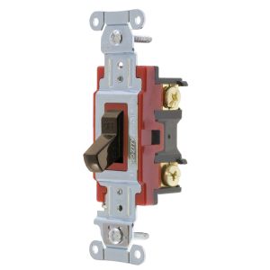 HUBBELL WIRING DEVICE-KELLEMS 1221B Toggle Switch, Single Pole, 20A, 120/277VAC, Brown | BC9JJL