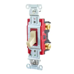 HUBBELL WIRING DEVICE-KELLEMS 1221I Toggle Switch, Single Pole, 20A, 120/277VAC, Ivory | BC8KVN