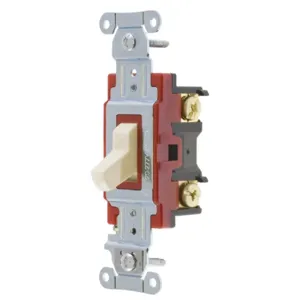 HUBBELL WIRING DEVICE-KELLEMS 1221LA Toggle Switch, Single Pole, 20A, 120/277VAC, Light Almond | BC9MFY