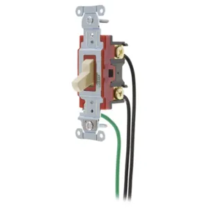 HUBBELL WIRING DEVICE-KELLEMS 1222PWAL Toggle Switch, Double Pole, 20A, 120/277VAC, Almond | BD3YTW