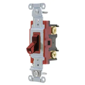 HUBBELL WIRING DEVICE-KELLEMS 1221R Toggle Switch, Single Pole, 20A, 120/277VAC, Red | BC8FZV