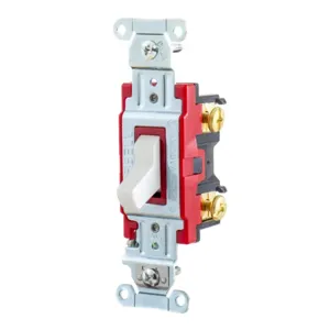 HUBBELL WIRING DEVICE-KELLEMS 1221W Toggle Switch, Single Pole, 20A, 120/277VAC, White | BC7ZWT