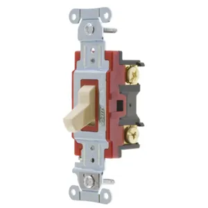 HUBBELL WIRING DEVICE-KELLEMS 1222AL Toggle Switch, Single Pole, 20A, 120/277VAC, Almond | BD2QQB