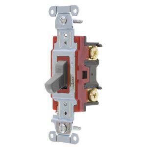 HUBBELL WIRING DEVICE-KELLEMS 1222GY Toggle Switch, Double Pole, 20A, 120/277VAC, Gray | BC8FDL
