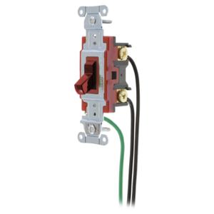 HUBBELL WIRING DEVICE-KELLEMS 1222PWR Toggle Switch, Double Pole, 20A, 120/277VAC, Red | BC8UJB