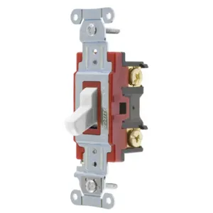 HUBBELL WIRING DEVICE-KELLEMS 1222W Toggle Switch, Double Pole, 20A, 120/277VAC, White | BD2DCF