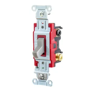 HUBBELL WIRING DEVICE-KELLEMS 1223GY Toggle Switch, Three Way, 20A, 120/277VAC, Gray | BD3HRM