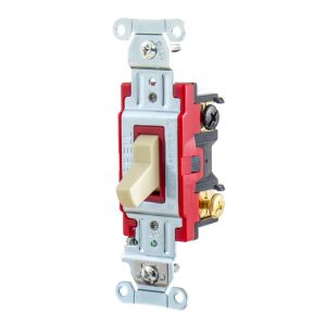 HUBBELL WIRING DEVICE-KELLEMS 1223I Toggle Switch, Three Way, 20A, 120/277VAC, Ivory | BC8LBJ