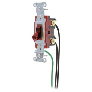 HUBBELL WIRING DEVICE-KELLEMS 1223PWR Toggle Switch, Three Way, 20A, 120/277VAC, Red | BC9CDQ